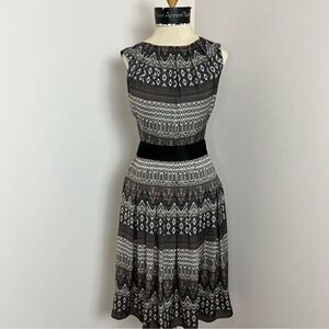 L'AGENCE Printed Gray White Sleeveless Midi Dress size 0
